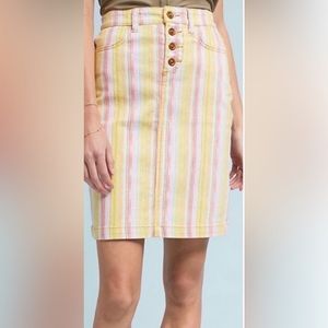 Anthropologie Rainbow Denim Skirt NWT